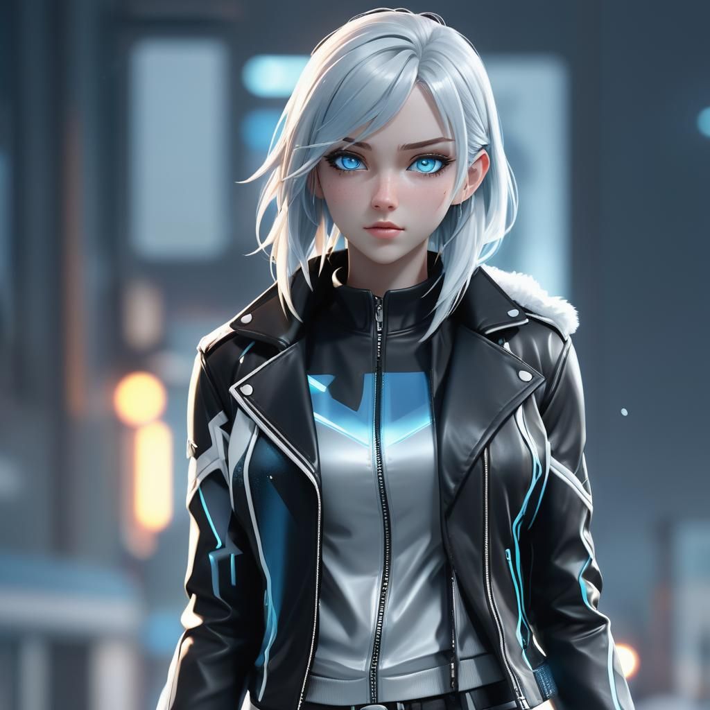 Anime Character Concept Art in 3D, Detailed Rendering