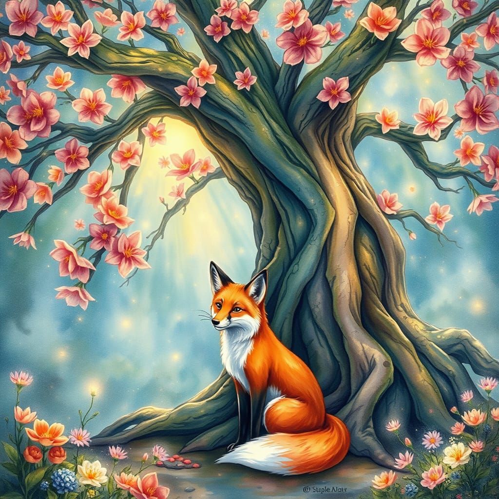 Whimsical Fox in a Dreamy, Magical Forest