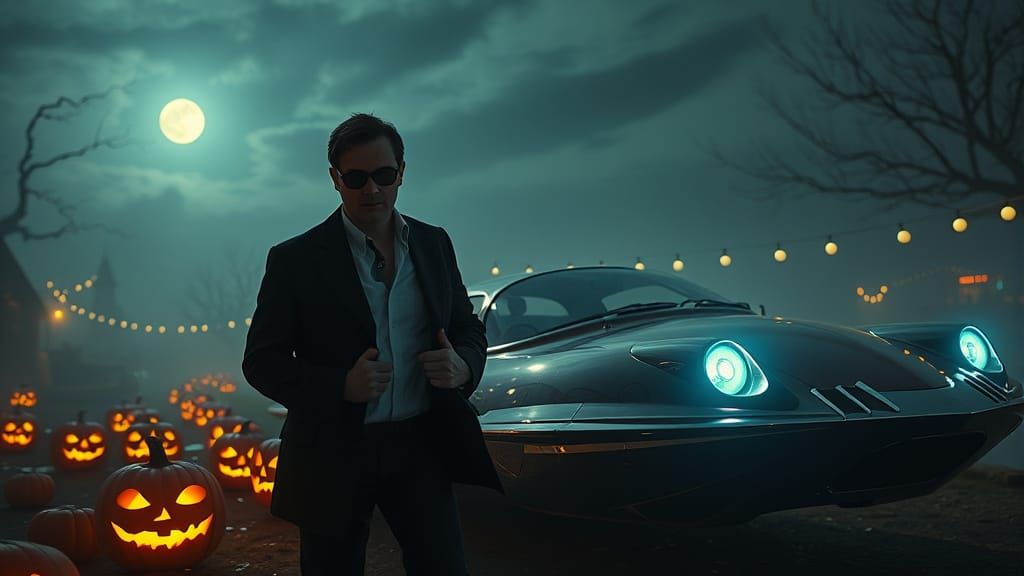 Men in Black Agent in Retro-Futuristic Halloween Carnival