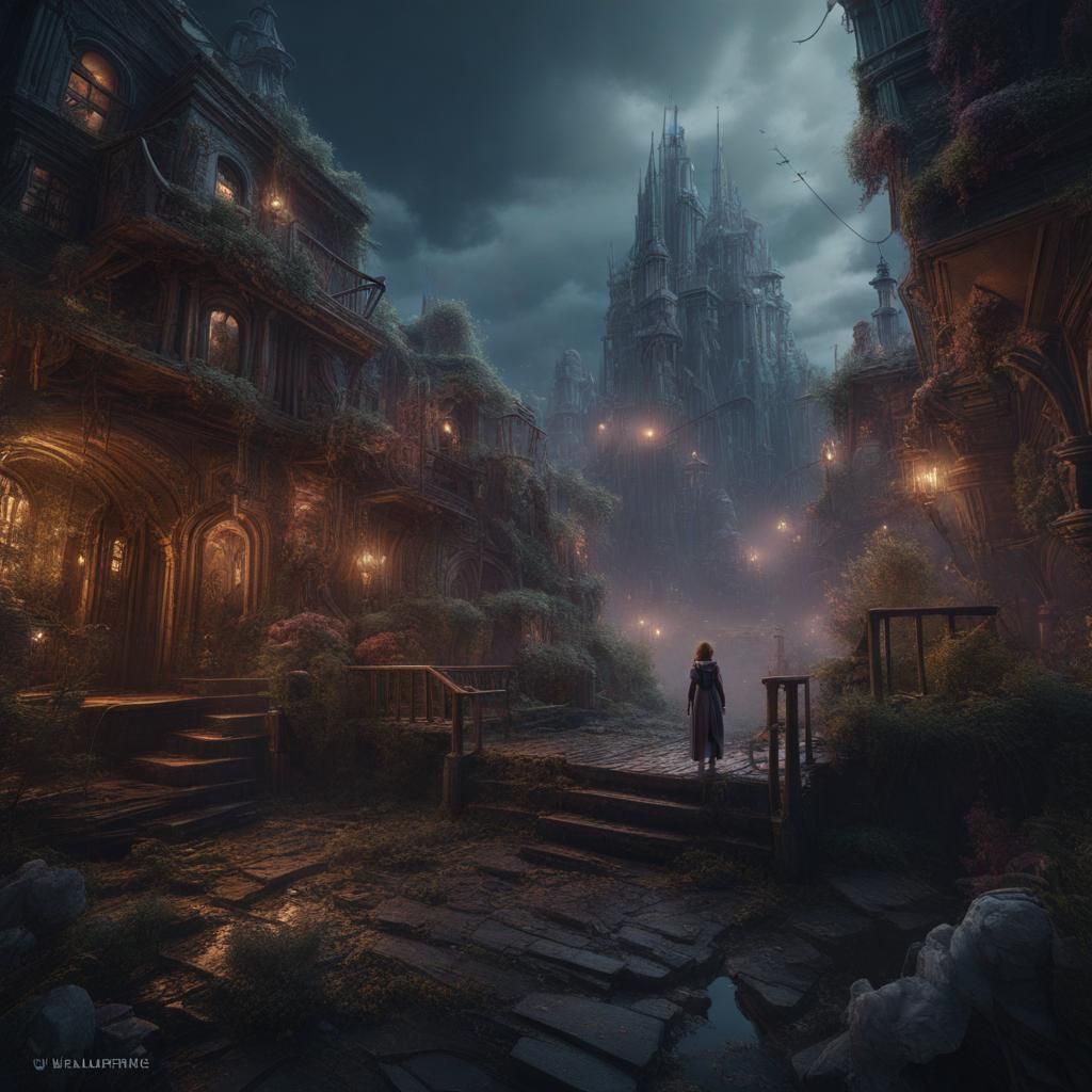 Loneliness Epidemic: Detailed Matte Painting in Deep Color