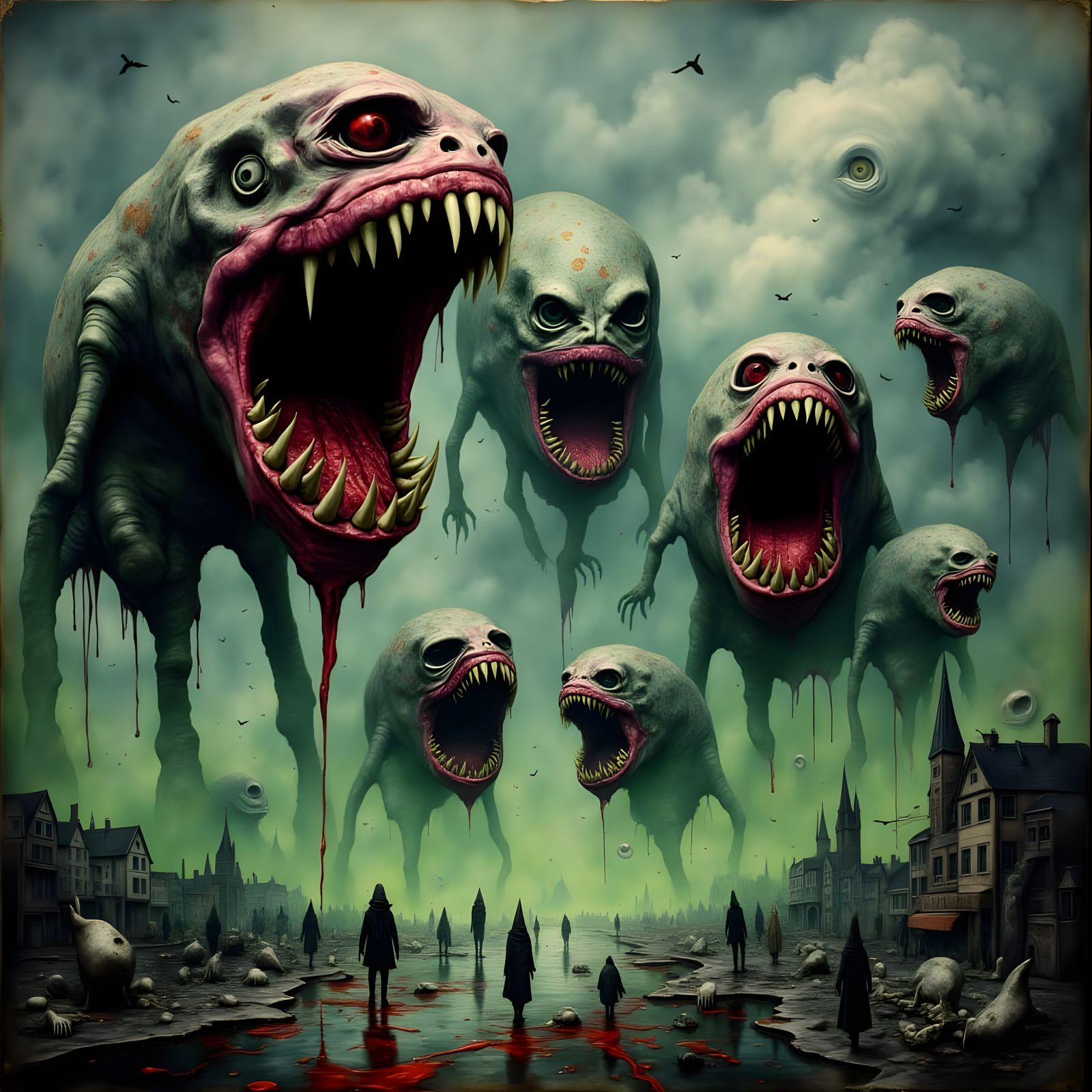 Giant Hungry Mouths Invade Sky in Drizzle Style