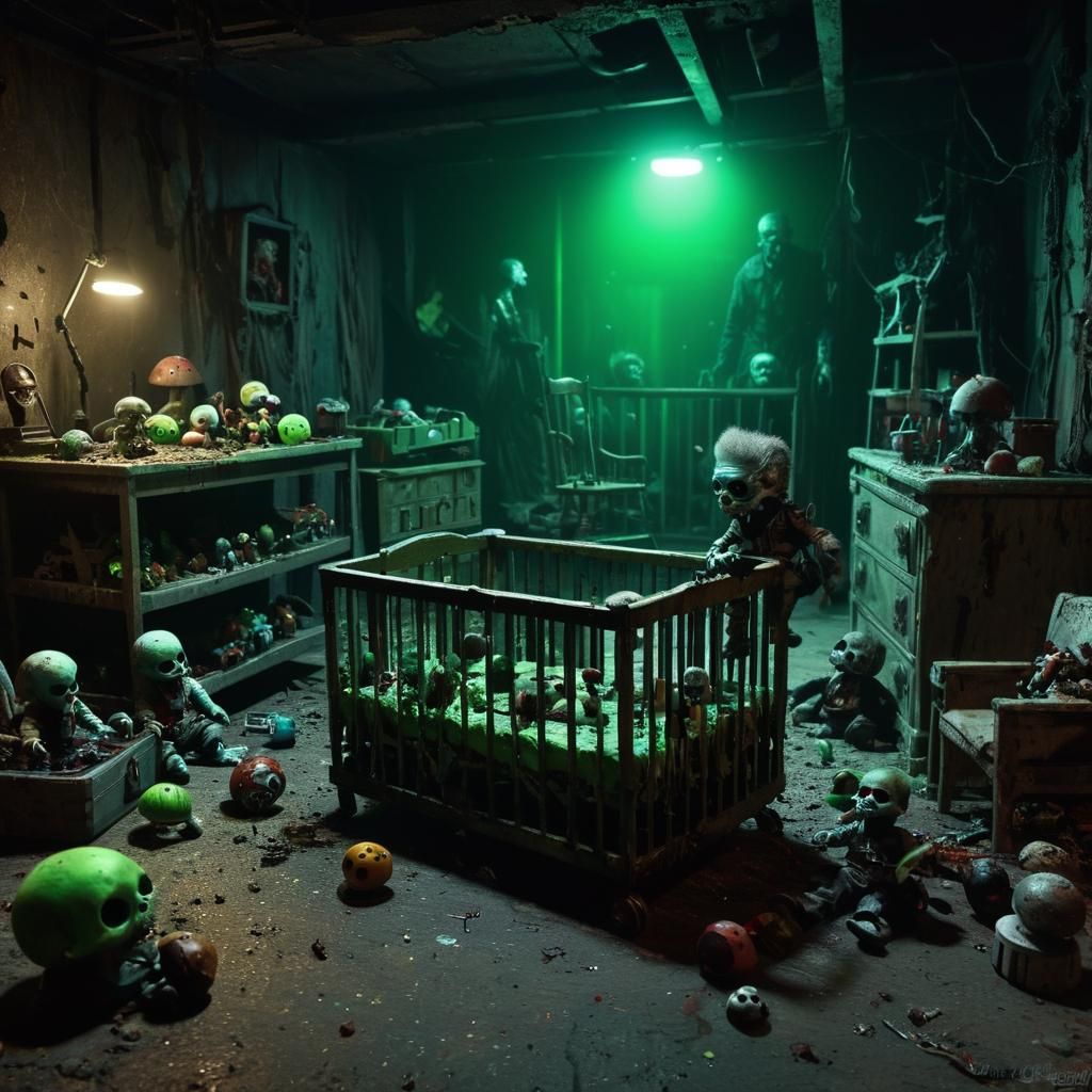 Zombie Baby's Dark Playtime in Fantasy Terrain