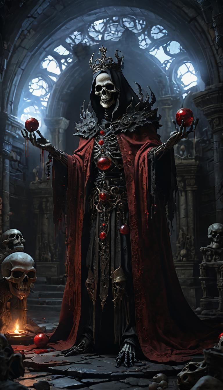 Lich in Throne Room with Red Orb