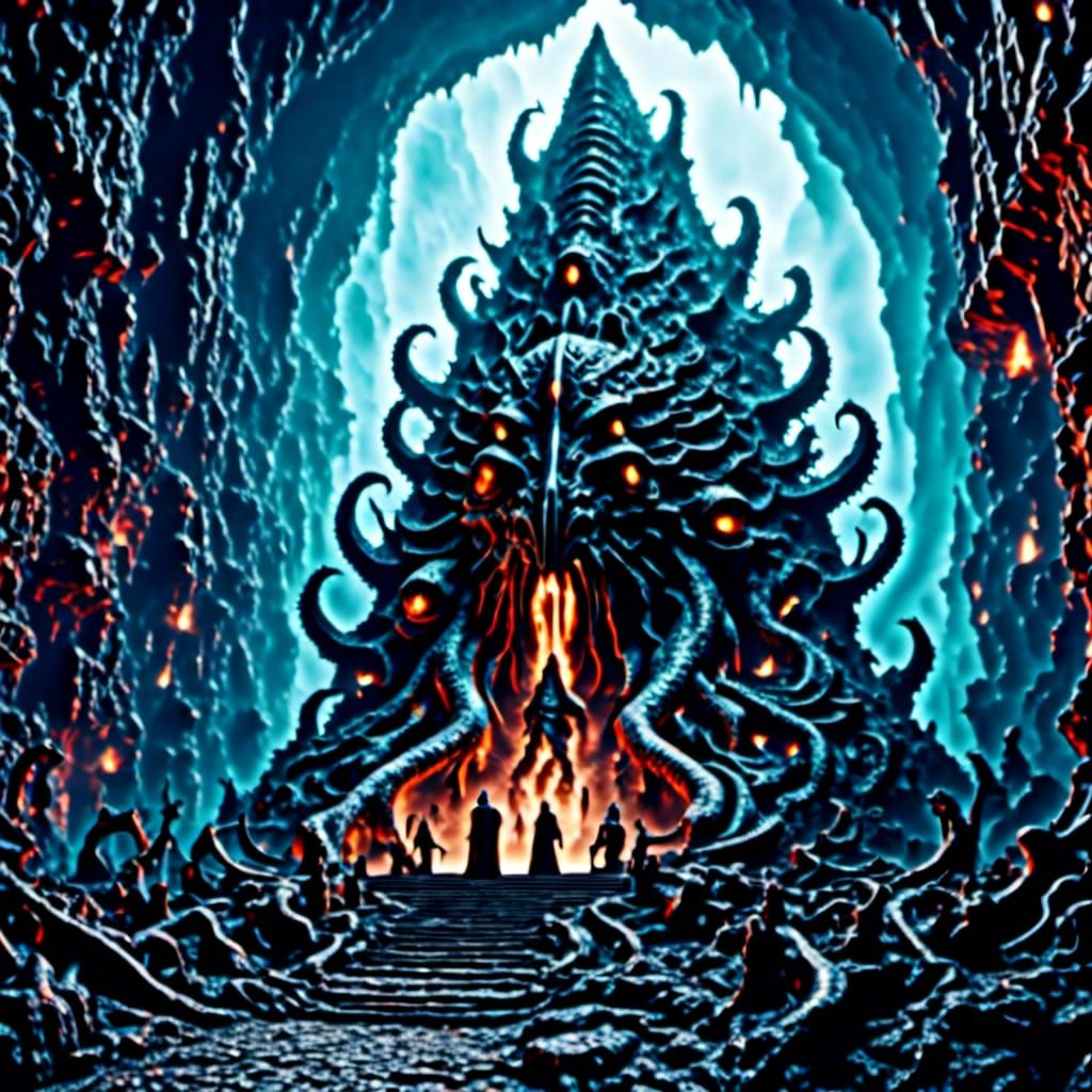 Antarctic Temple Assaulted by Cthulhu Monster