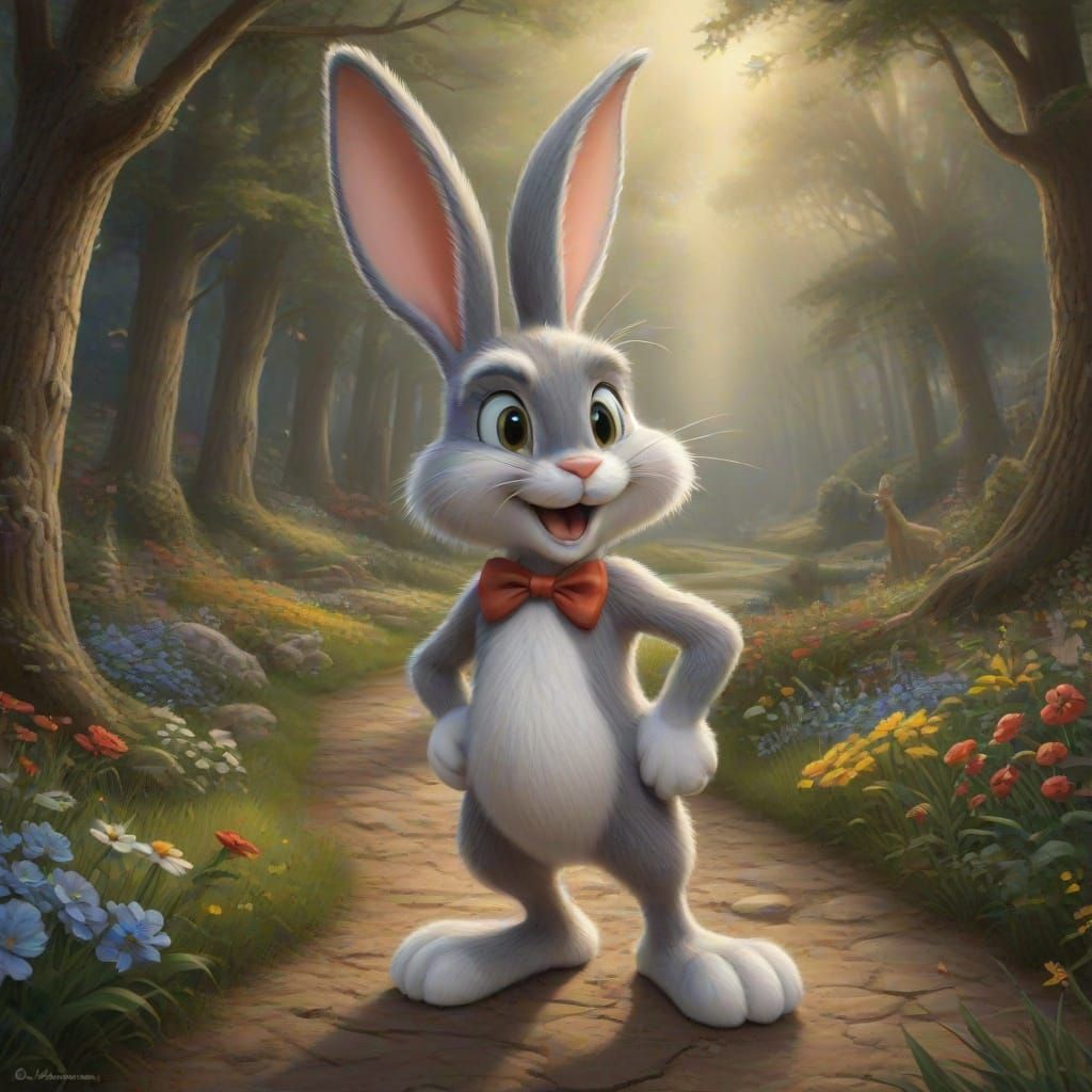 Bugs Bunny in Thomas Kinkade's Style