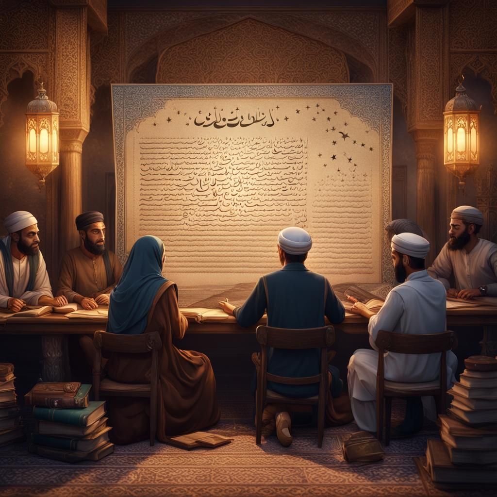 Arabic Lecturer Celebrates Ramadan: Detailed Matte Painting