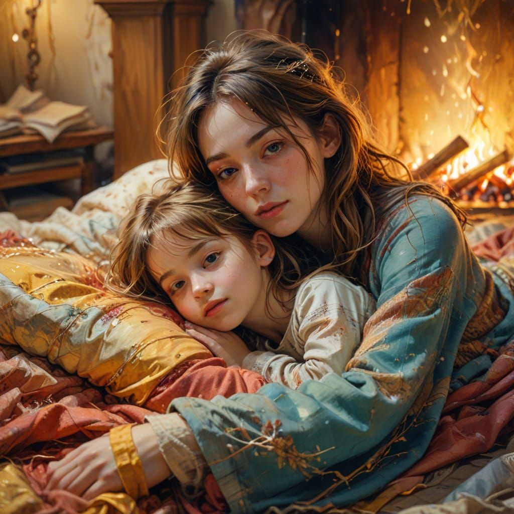 Serene Fairytale Scene in Watercolor Style