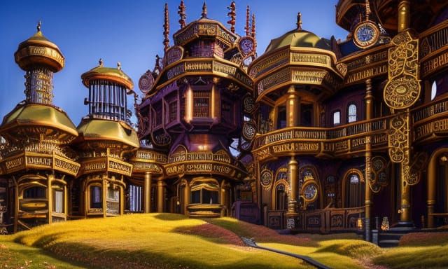 Ornate Victorian Steampunk Dollhouse in 3D