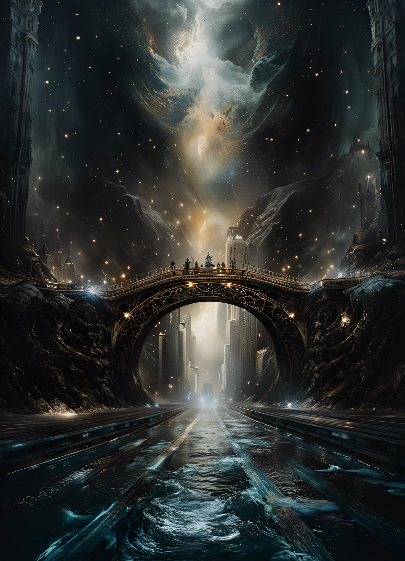 Celestial Bridge to Infinity: Hyperrealistic Concept Art