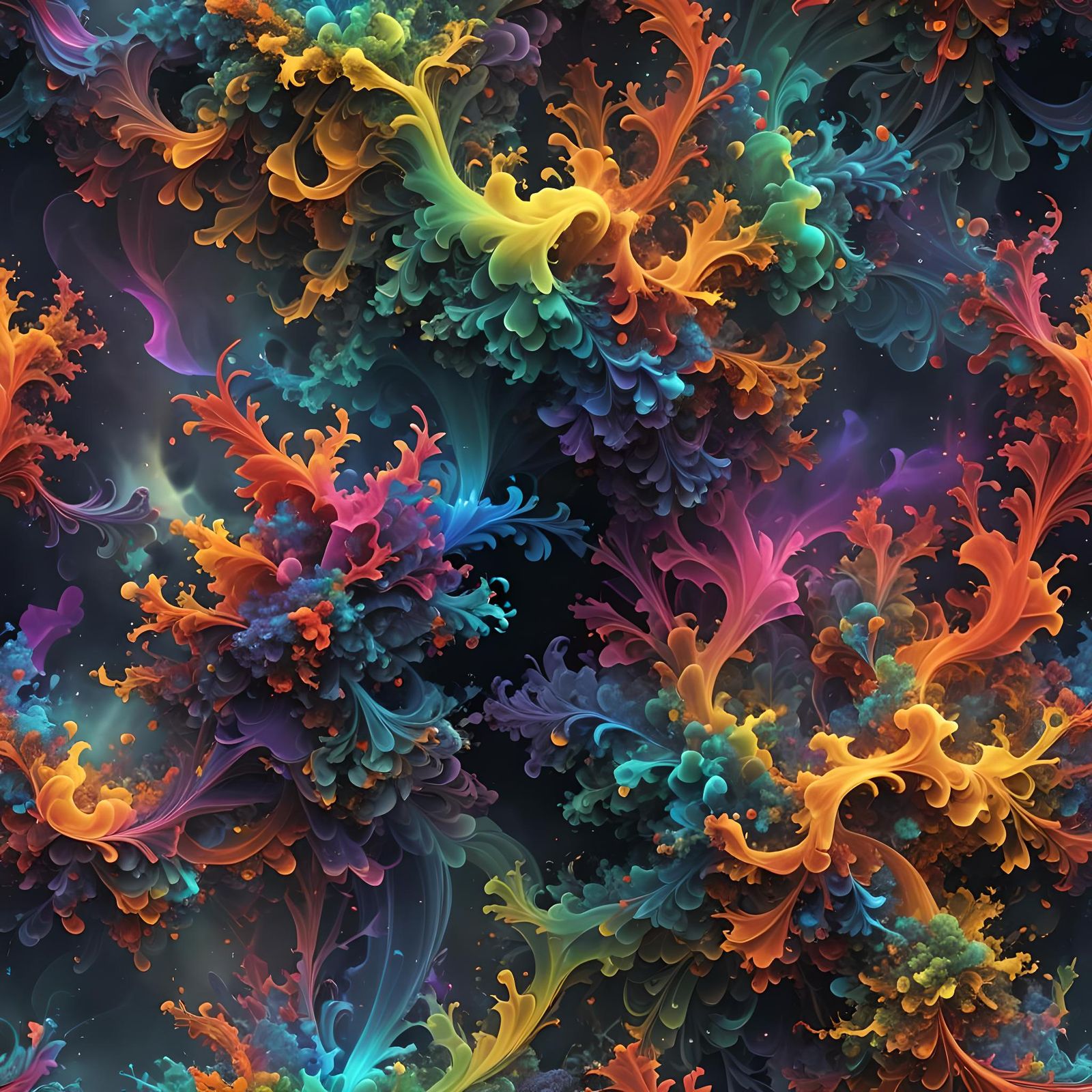 Rainbow Smokey Fractal Background in Detailed Matte Painting