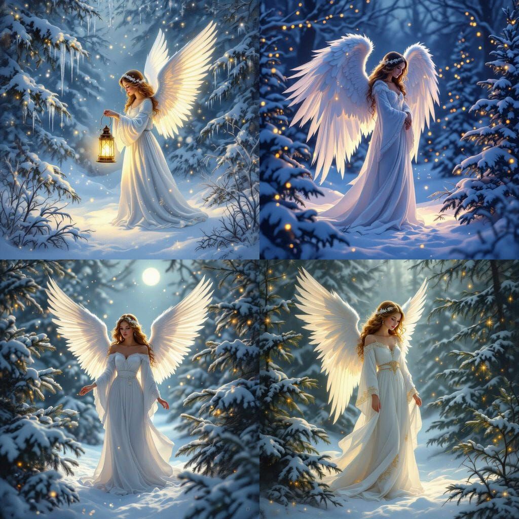 Christmas Angel in Snowy Woods