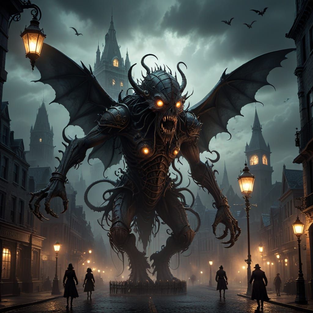 Steampunk Fairy Horror: Monster Attack in Gothic City