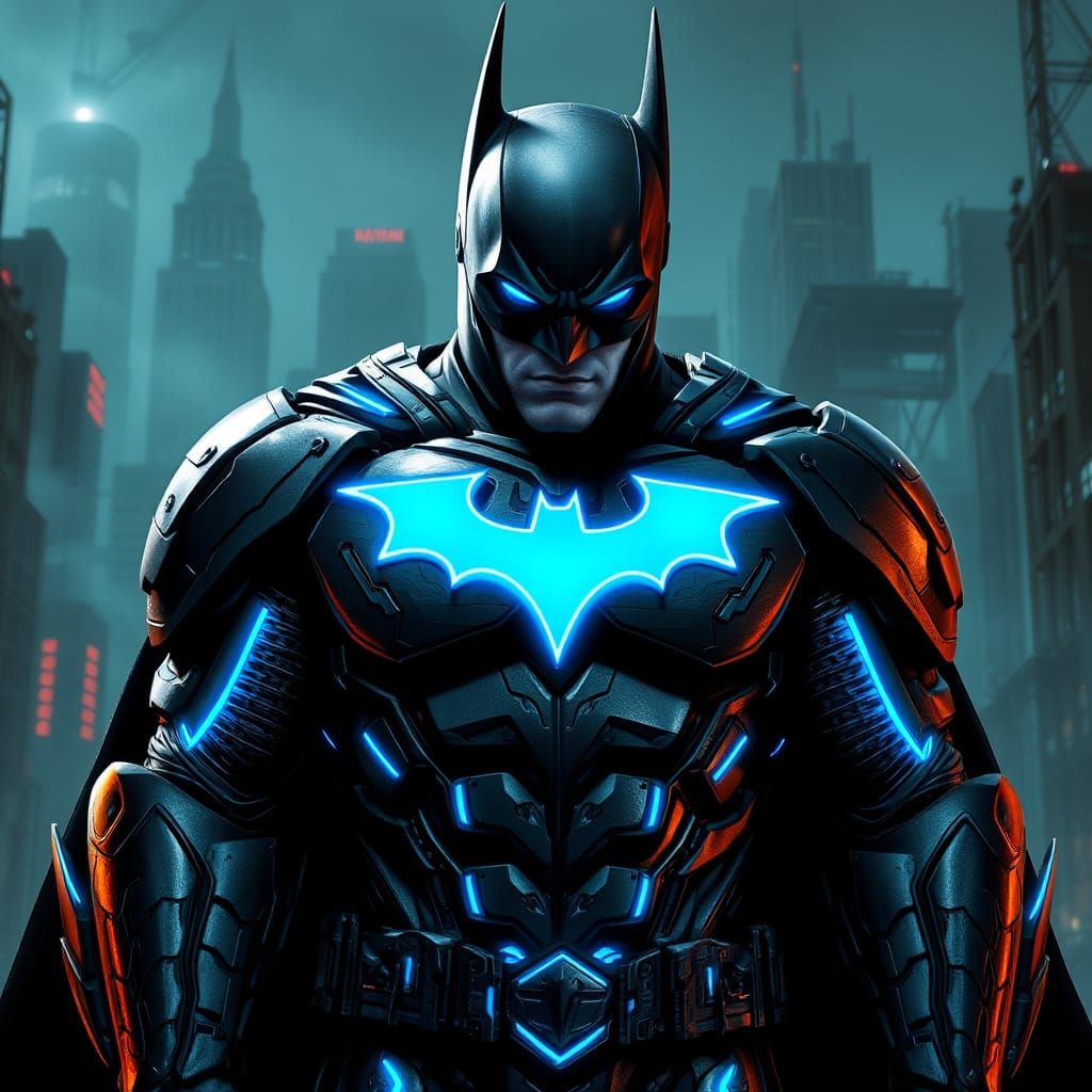 Batman in Neon Armor, Dystopian Gotham