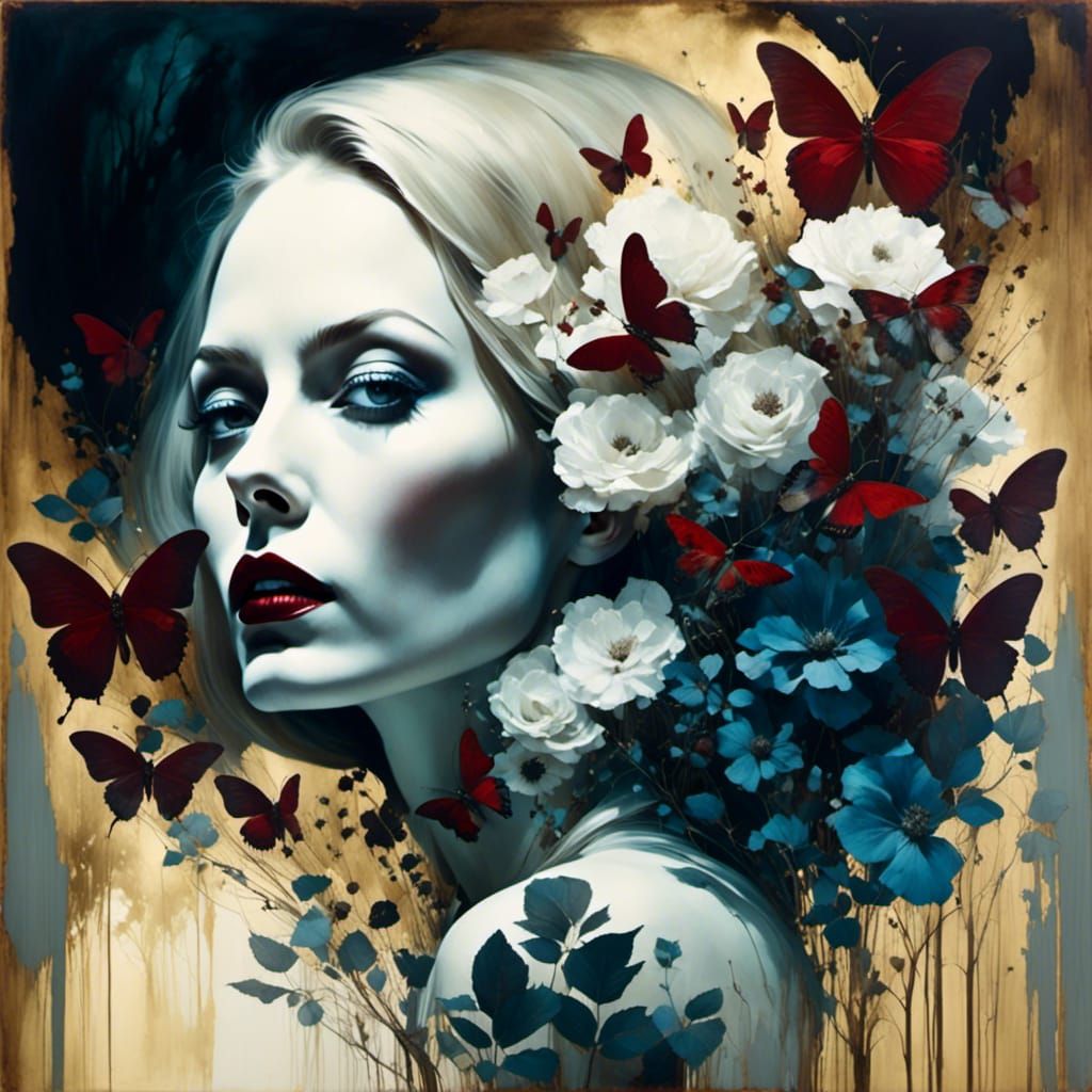 Ghostly Woman Portrait with Macabre Forest