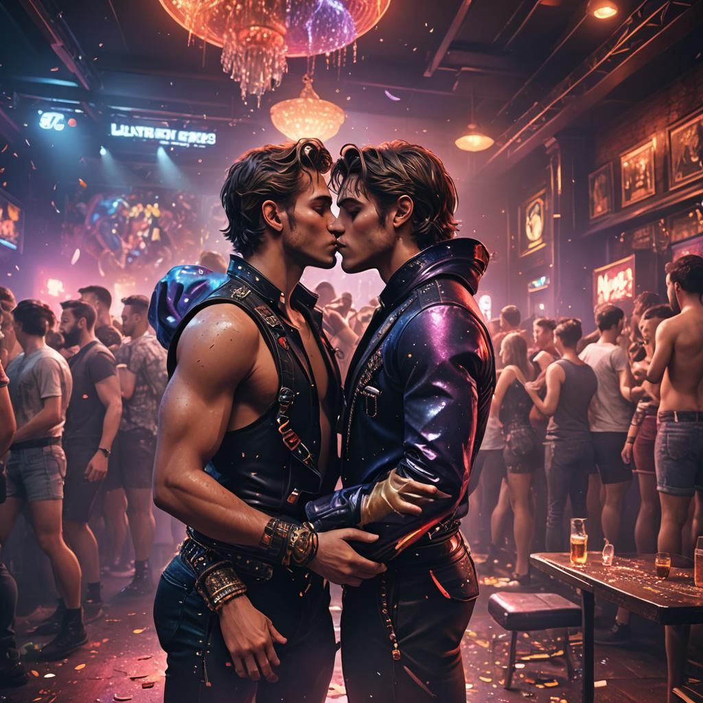 Gay Jocks Kissing: Detailed Matte Painting