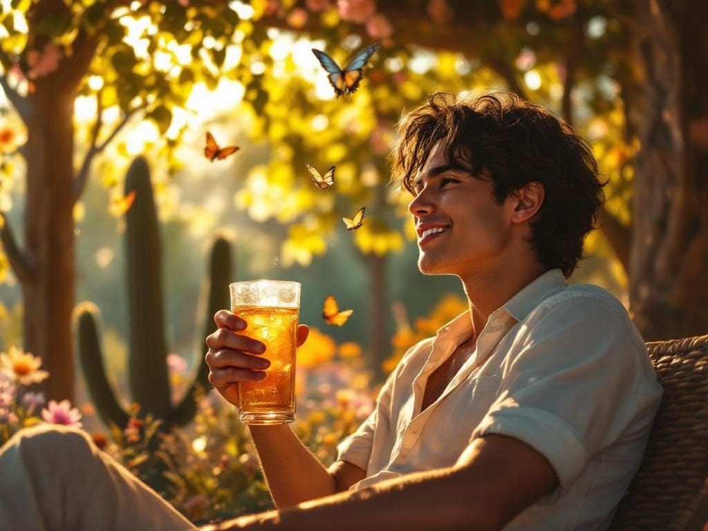 Arizona Summer: Latino Man with Iced Tea