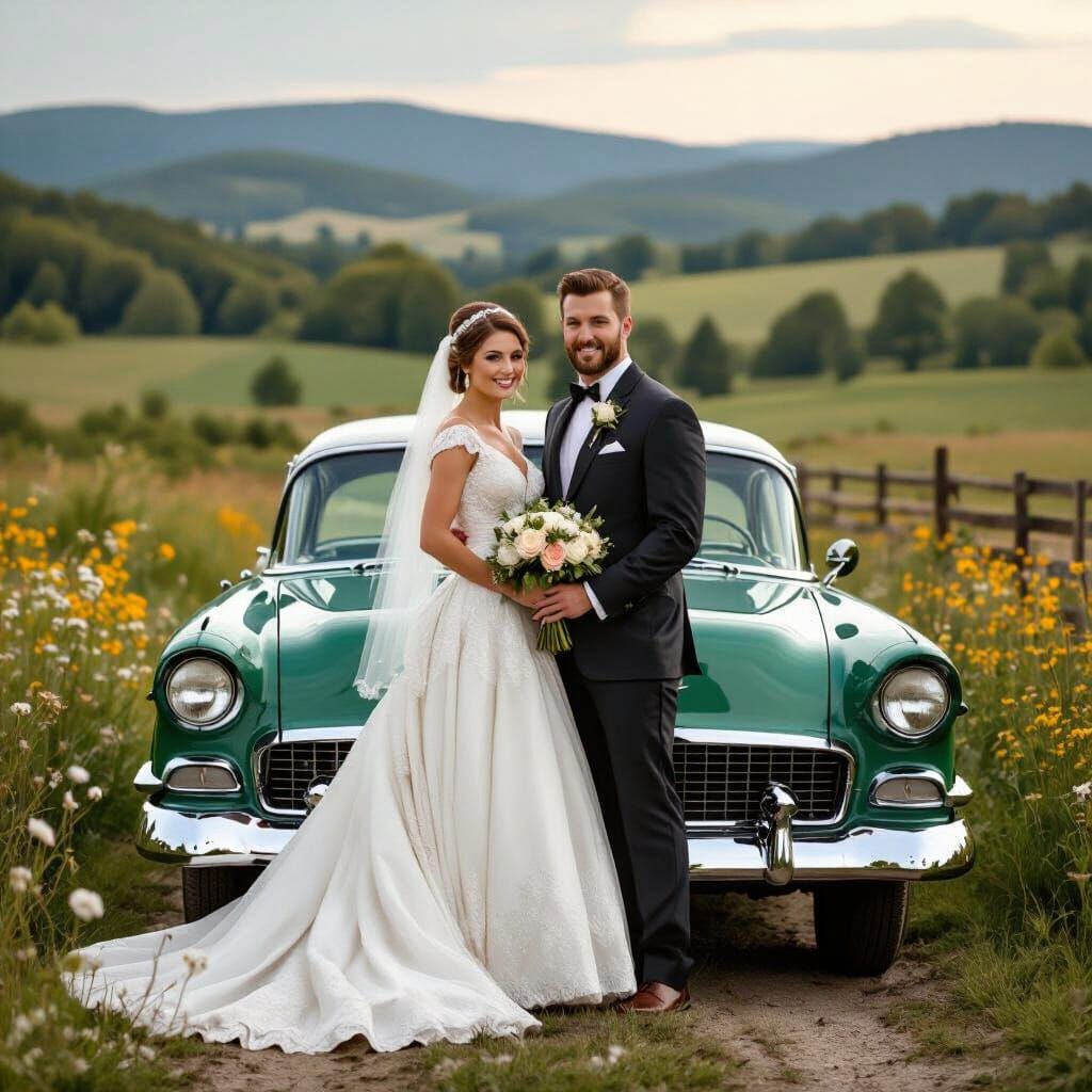 Vintage Wedding with 1956 Bel Air, Americana Style