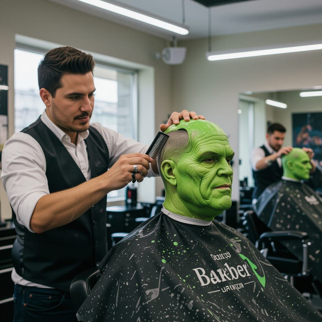 Barber Tries to Cut Slimer's Hair