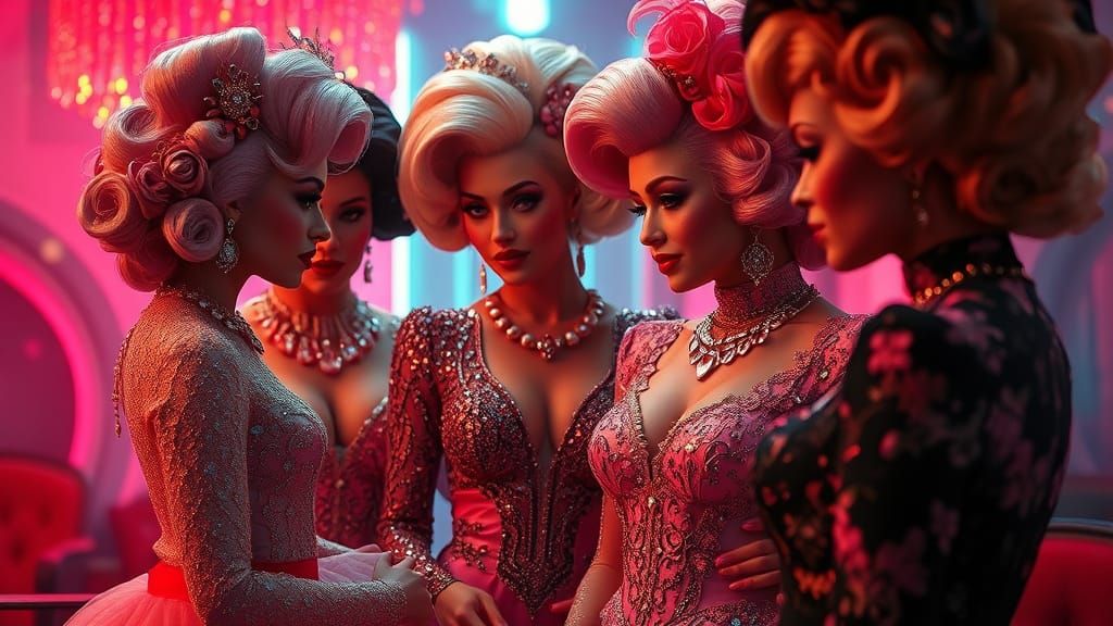 Drag Queens in Elegant Contemplation