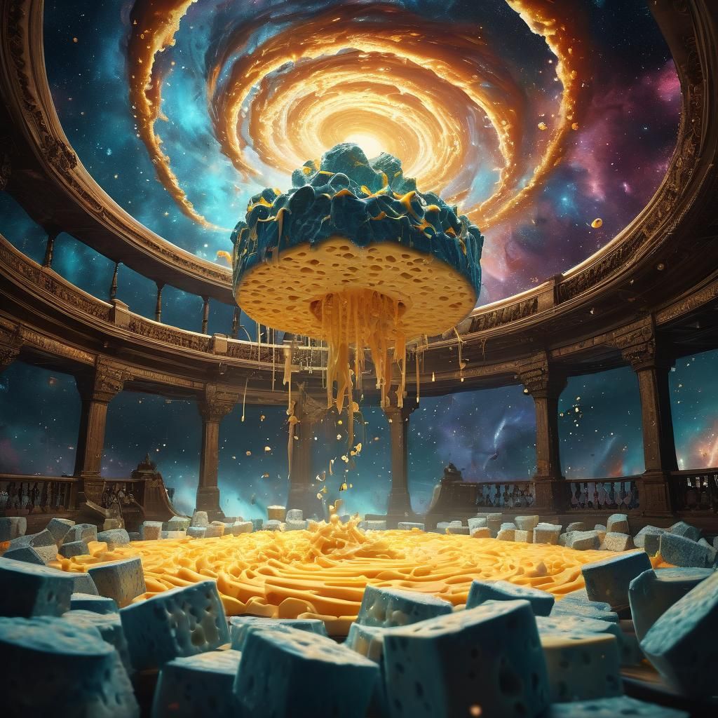 Colossal Cheese Vortex in Dreamlike Fantasy Art