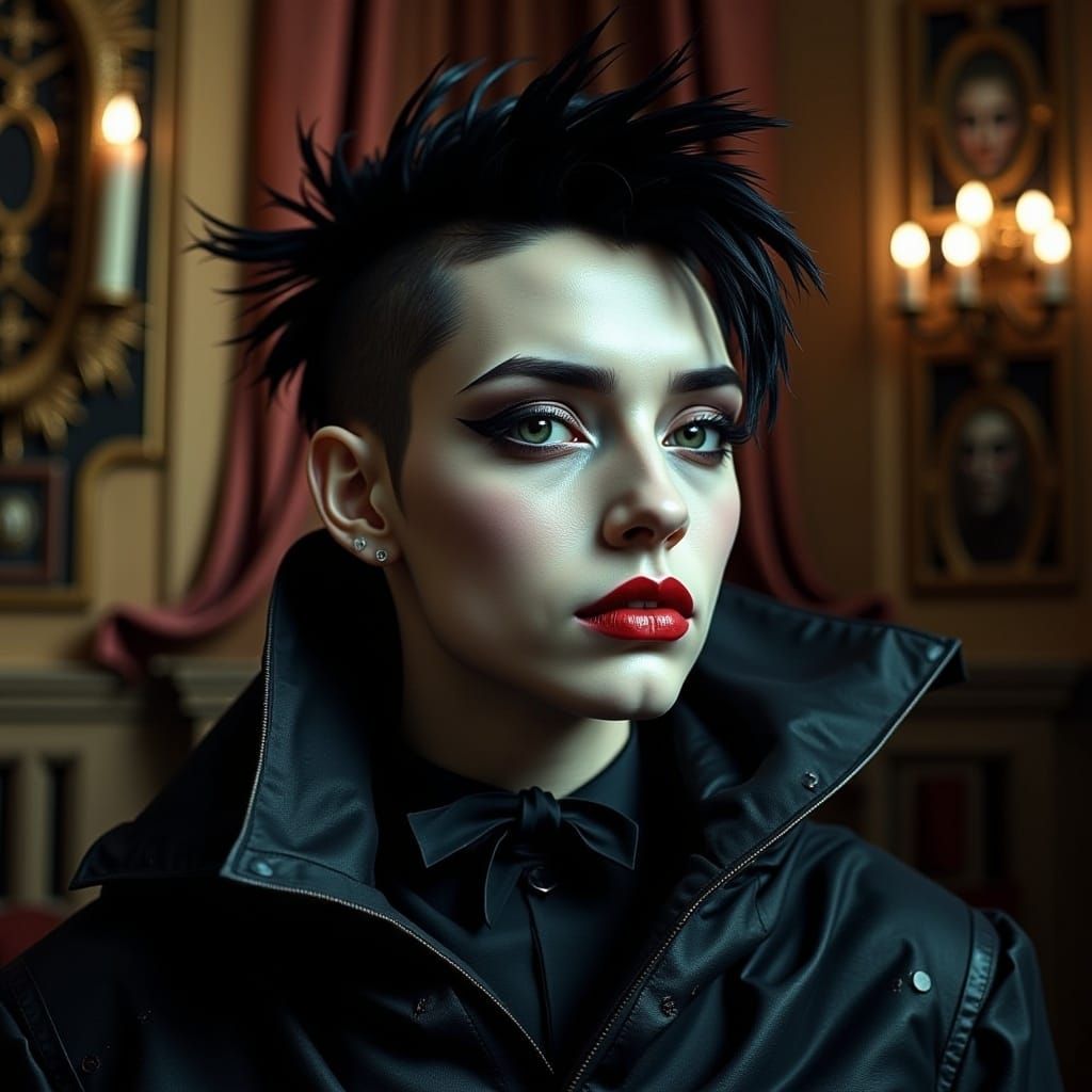 Punky Gothic Pixie in Glamorous Setting