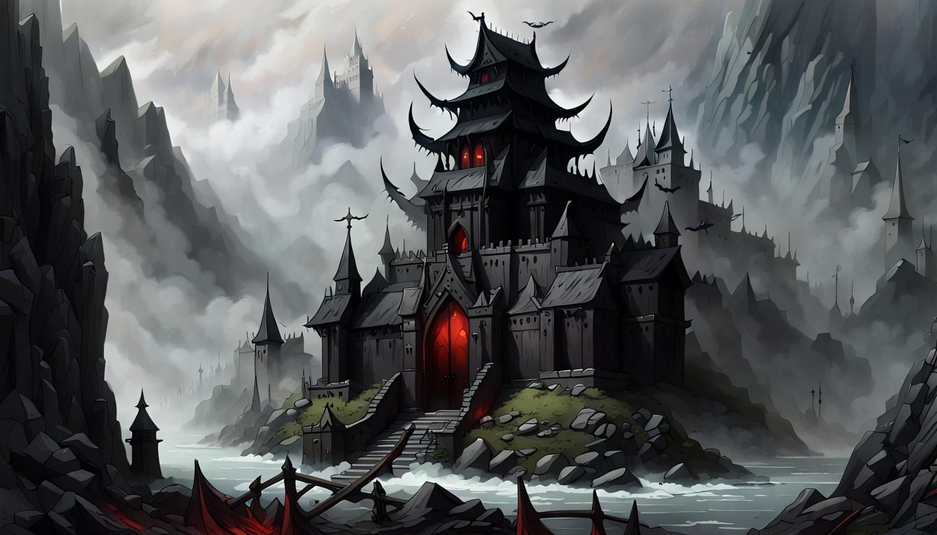 Gothic Temple Arsenal on Misty Mountaintop