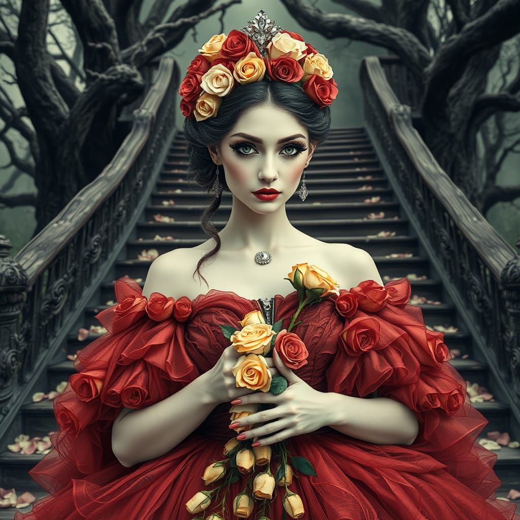 Ethereal Vampire Maiden in Gothic Horror Setting