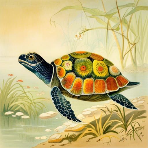 Surreal Turtle Painting Inspired by Fairy Art