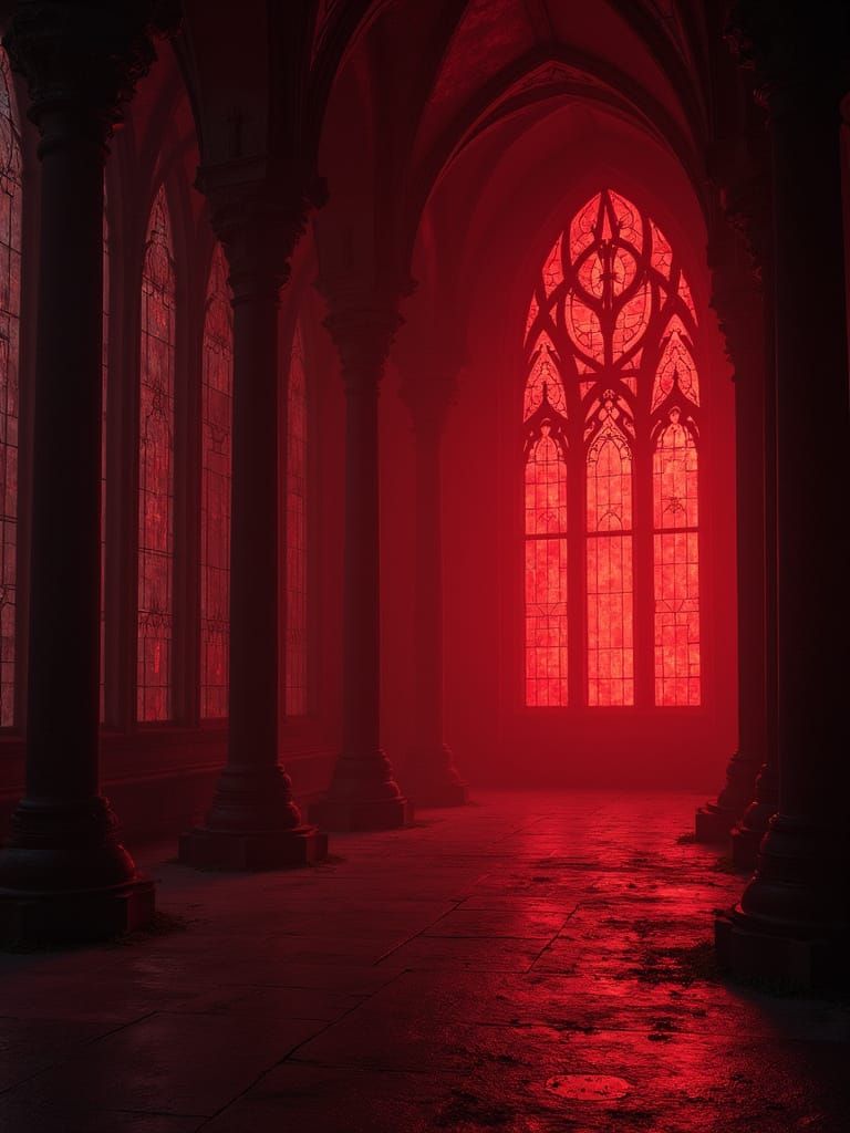 Surreal Crimson Chapel in H.R. Giger-Inspired Style