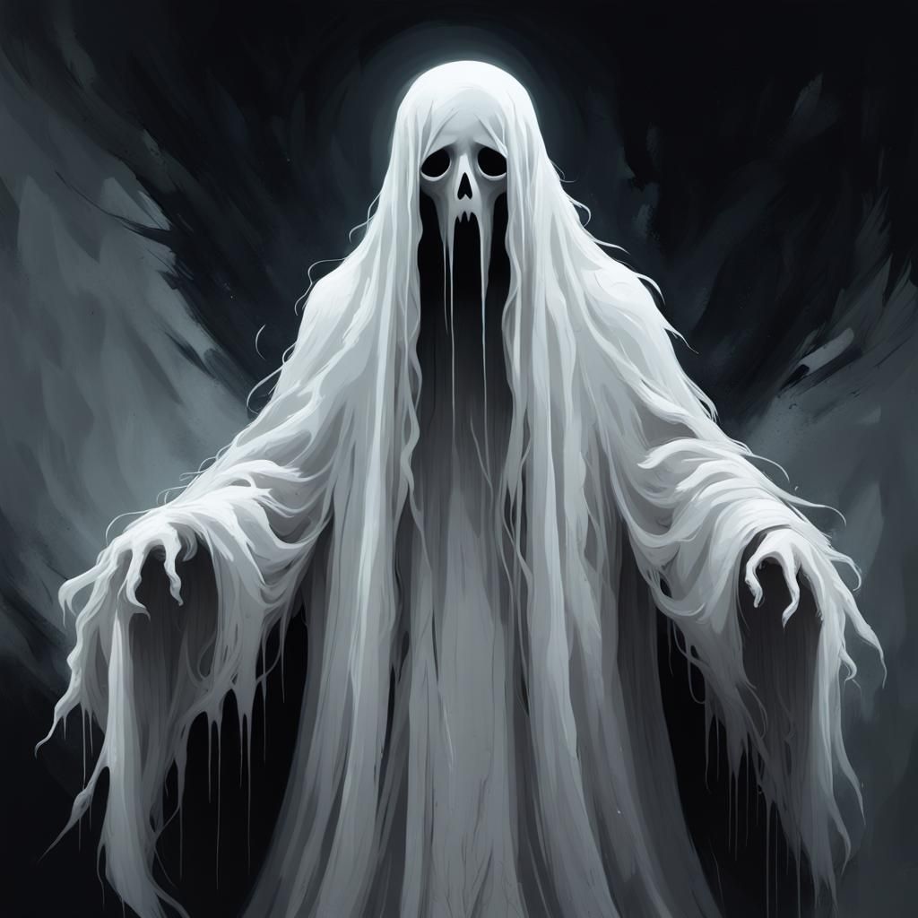 Sad Ghost in Dark Room Concept Art