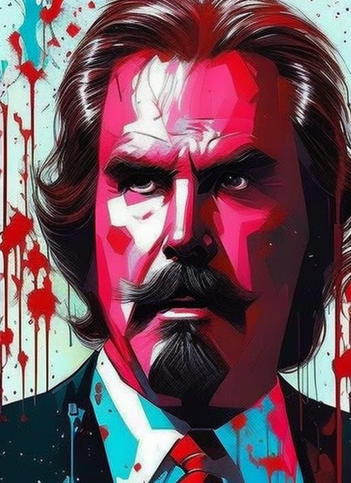 Ron Burgundy Portrait in Textured Speedpaint Style