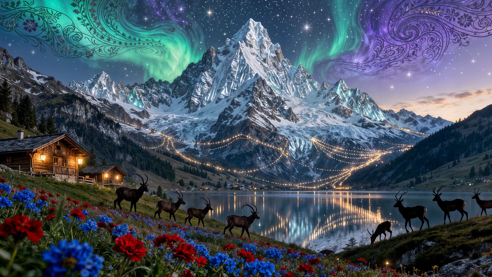 Swiss Alps as Living Tapestry of Crystal Peaks and Aurora Sk...
