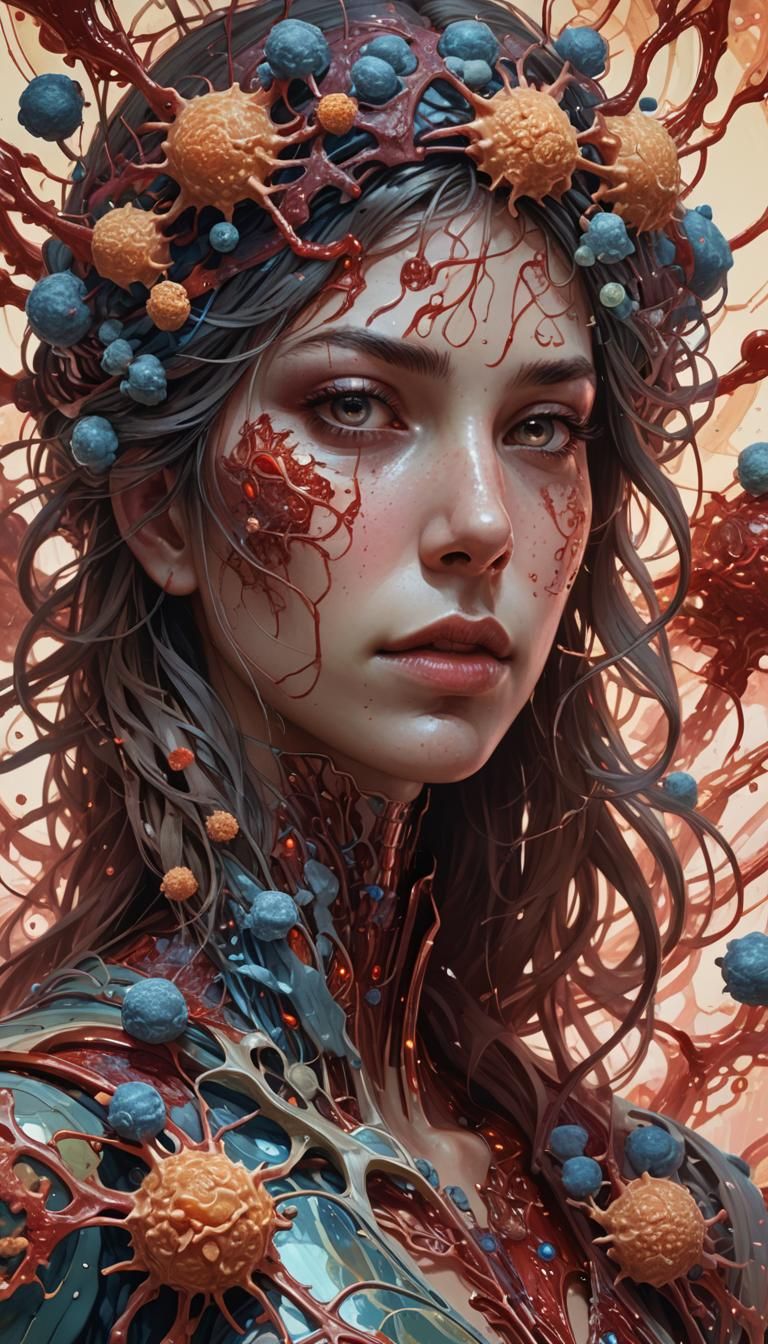 Bloodstream Immune Cells Combat Pathogens: Detailed Illustra...