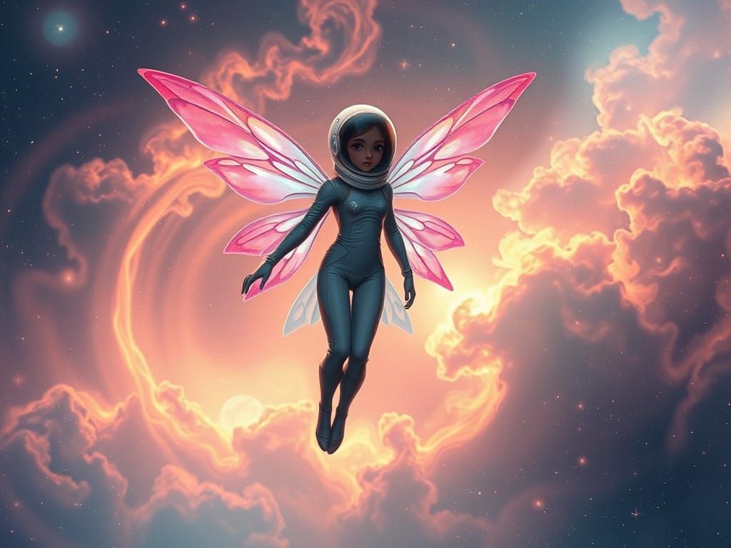 Surreal Astronaut Fairy in Cosmic Dreamscape