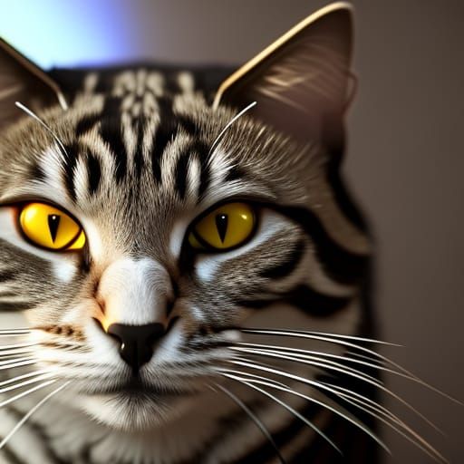 Vibrant Glowing Cat Portrait in 3D Cinematic Style