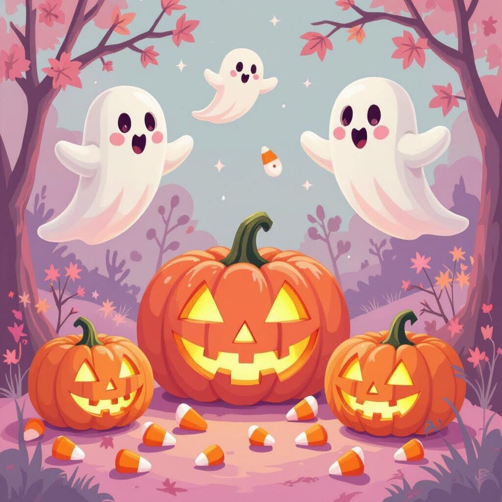 Whimsical Retro Pink Halloween Decorations