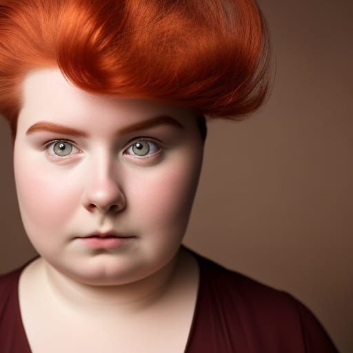 Professional Portrait of a Redhead Woman with Studio Lightin...