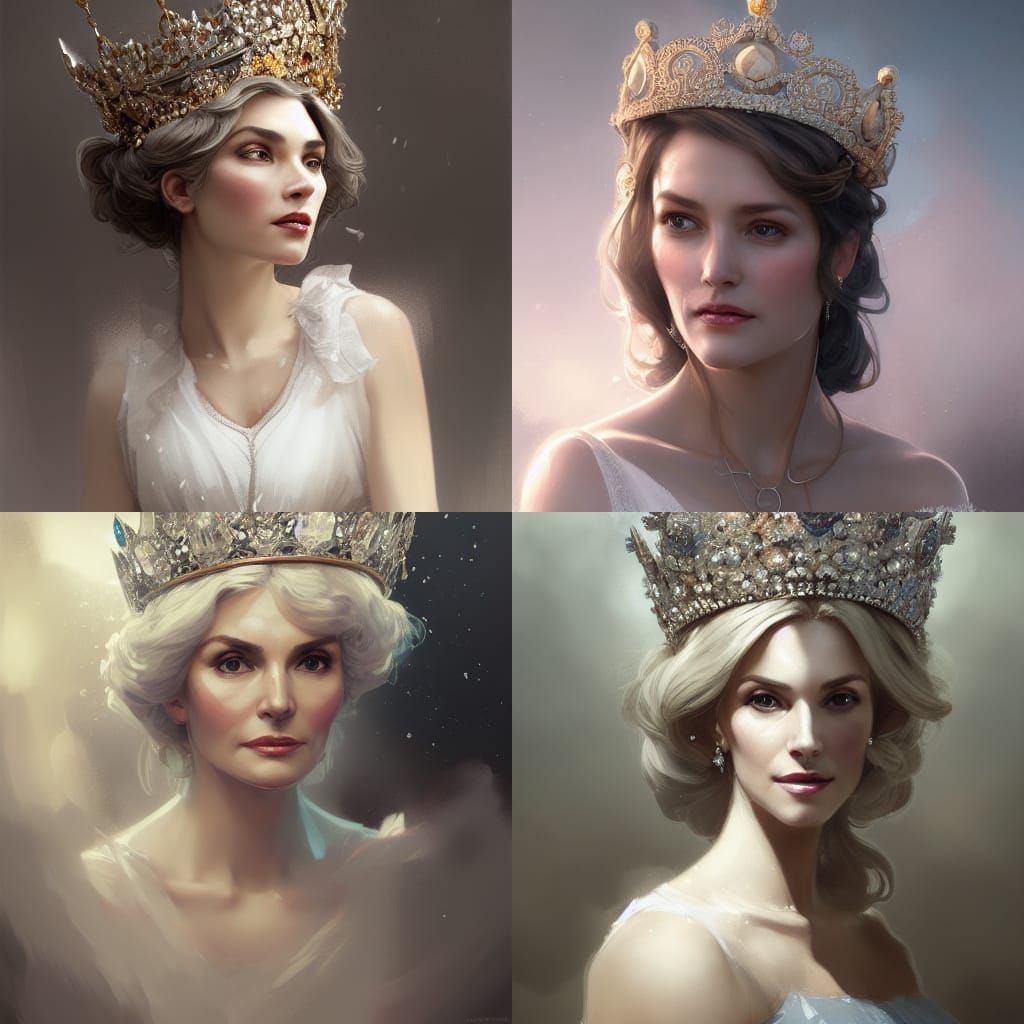 Crowned Woman Portrait in Art Nouveau Style