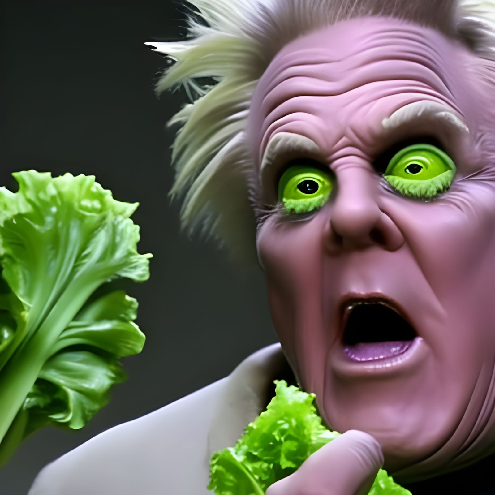 Gary Busey's Haunted Eyes While Eating Lettuce