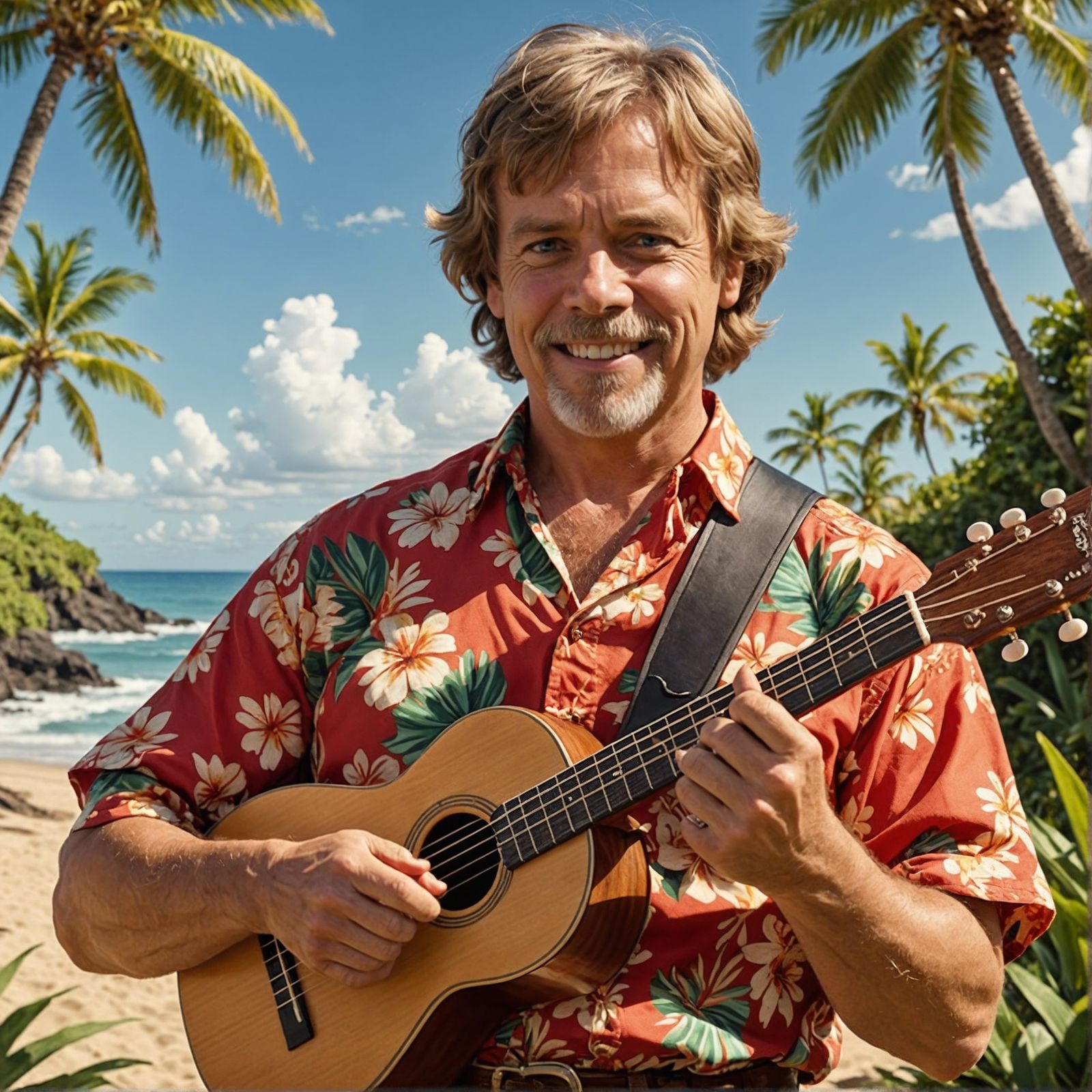 Luke Skywalker Plays Ukulele in Hawaiian Shirt