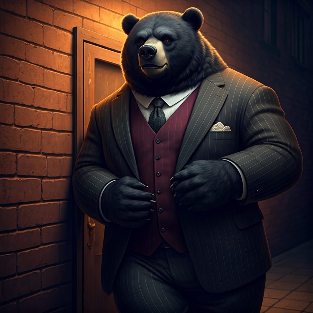 Anthro Bear Bouncer in 1920s Speak Easy