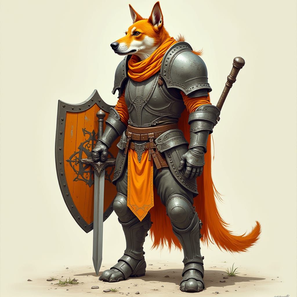 Armored Hound Warrior in Sci-Fi Medieval Style