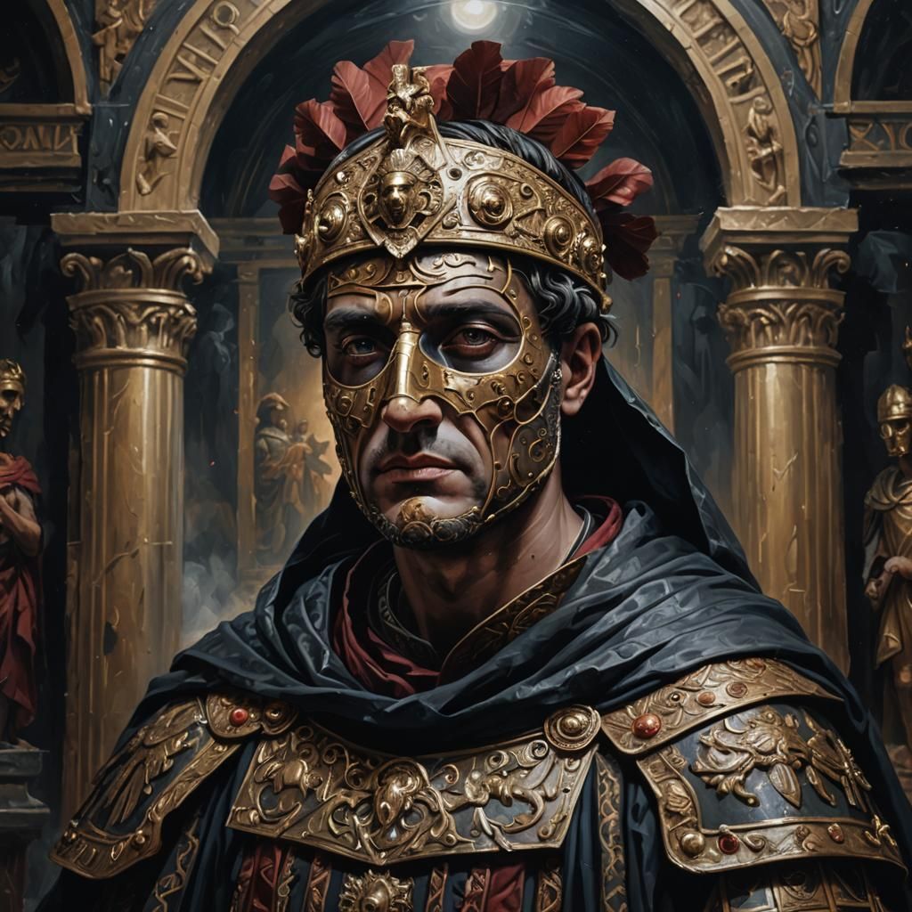 Dramatic Roman Emperor with Mask Painting