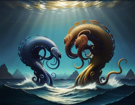 Majestic Octopuses Form Heart Shape with Tentacles in Soft G...