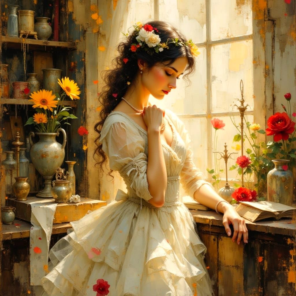 Watercolor Painting of Grandma's Wedding Dress