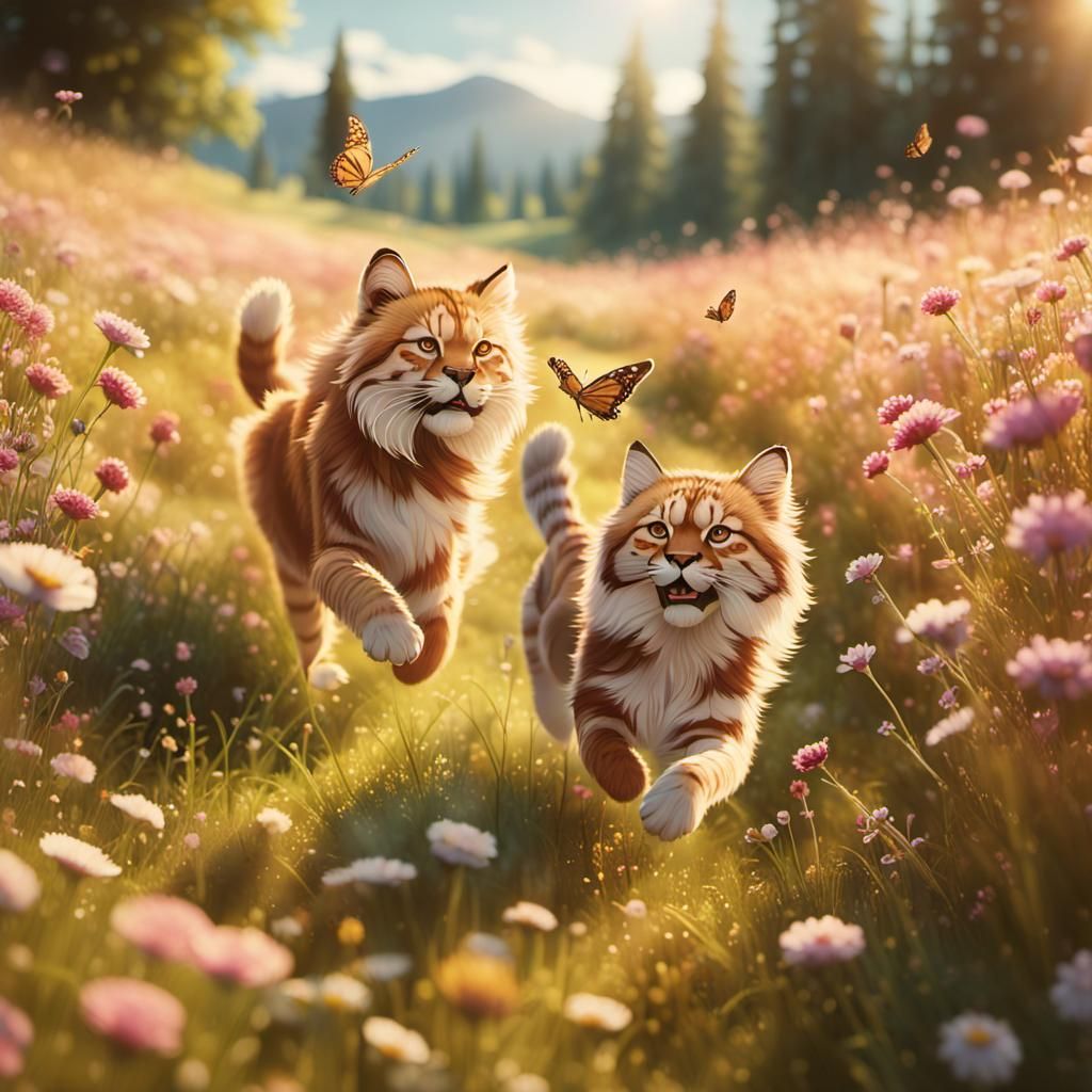 Whimsical Meadow Chase in Cinematic Style