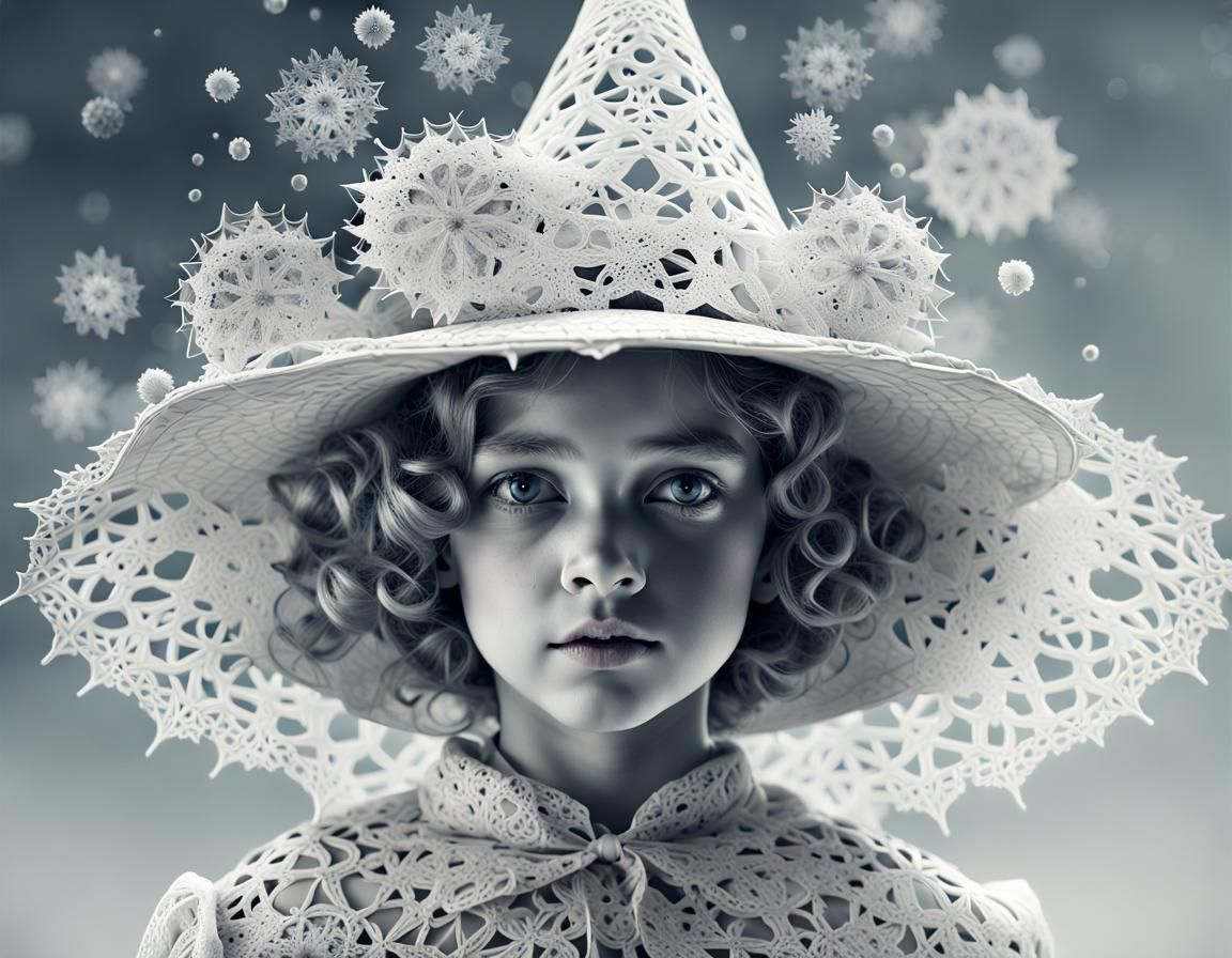 Fractal Flower Witch in Digital Illustration Style