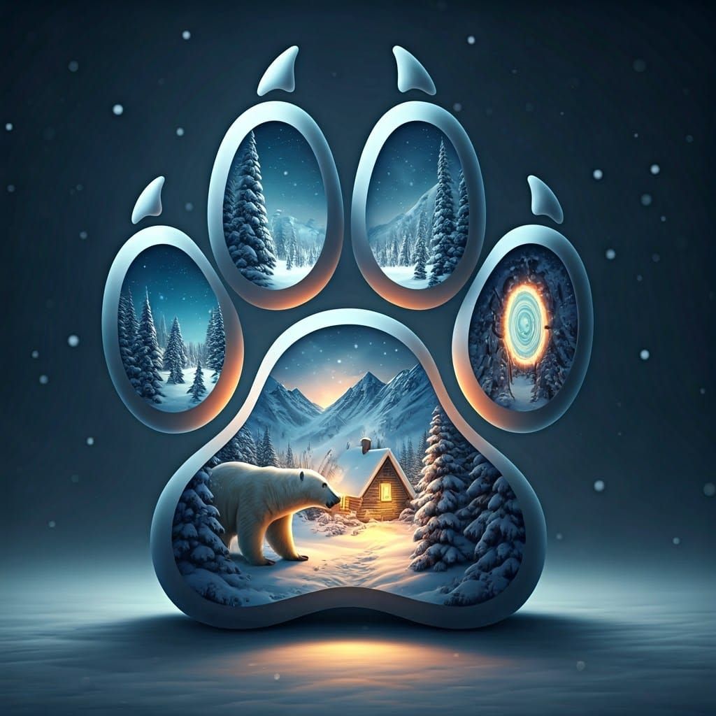 Hyperrealistic Arctic Paw Print Masterpiece