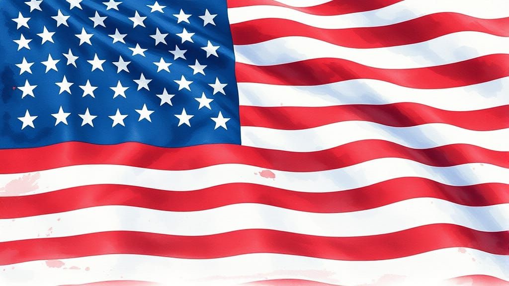 American Flag Gouache Painting