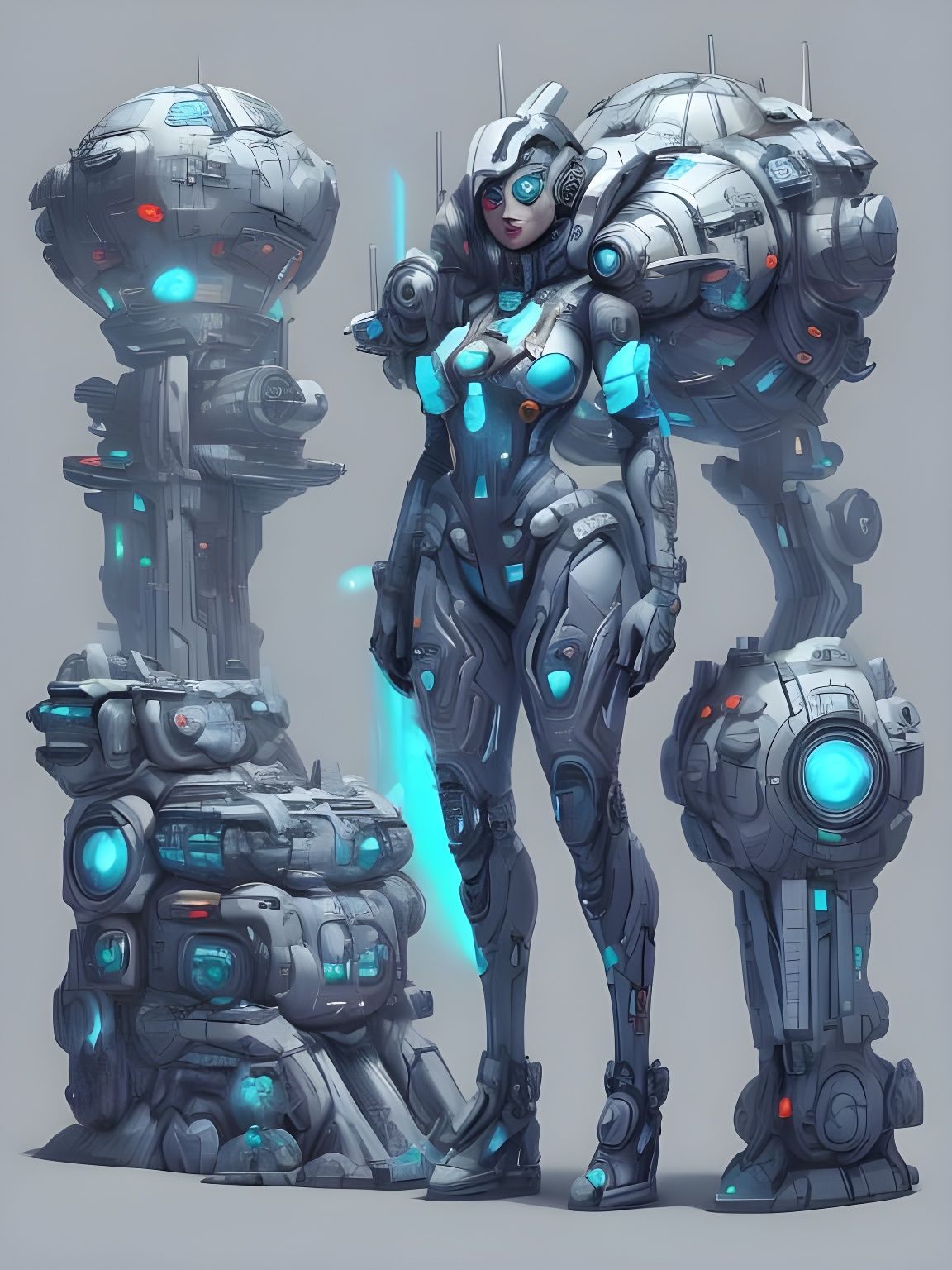 Android woman space sci-fi. Lush, vibrant rendering